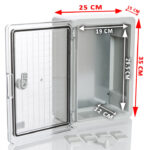 PP3012; Пластиковый шкаф с монт. панелью, IP65. УХЛ1., 250х350х150, прозрачная дверца — изображение 2