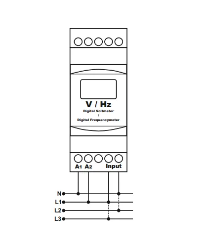 DV-DIN; Однофазный вольтметр особо точный True RMS на DIN-рейку, 140-280V AC, диап. 1-500V. — изображение 2