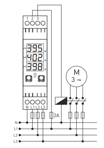 FKV-03HF; Цифровой реле контроля напряжения 3-х фазный, контроль последовательности фаз, с контролем — изображение 2
