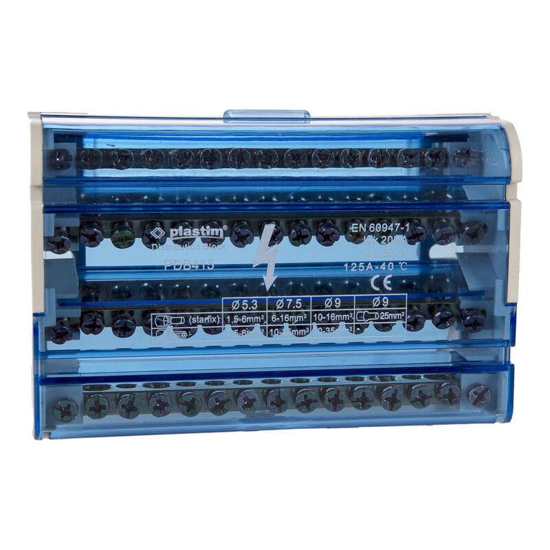 PDB415 PDB 415; Блок Распределительный на DIN - рейку и Монтажную Панель 4П 125А 4х15. — изображение 1