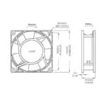 PF12025B; Вентилятор Осевой, питание 230В АС, Подшипник скольжения, 120x120x25 мм — изображение 4
