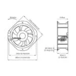 PF22580R; Вентилятор Осевой, питание 230В АС, Подшипник качения, 225x225x80 мм — изображение 4