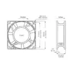 PF8025B; Вентилятор Осевой, питание 230В АС, Подшипник скольжения, 80x80x25 мм — изображение 4
