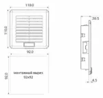 PFI 1000; Вентиляционная решетка с фильтром 92x92мм. IP54 — изображение 2