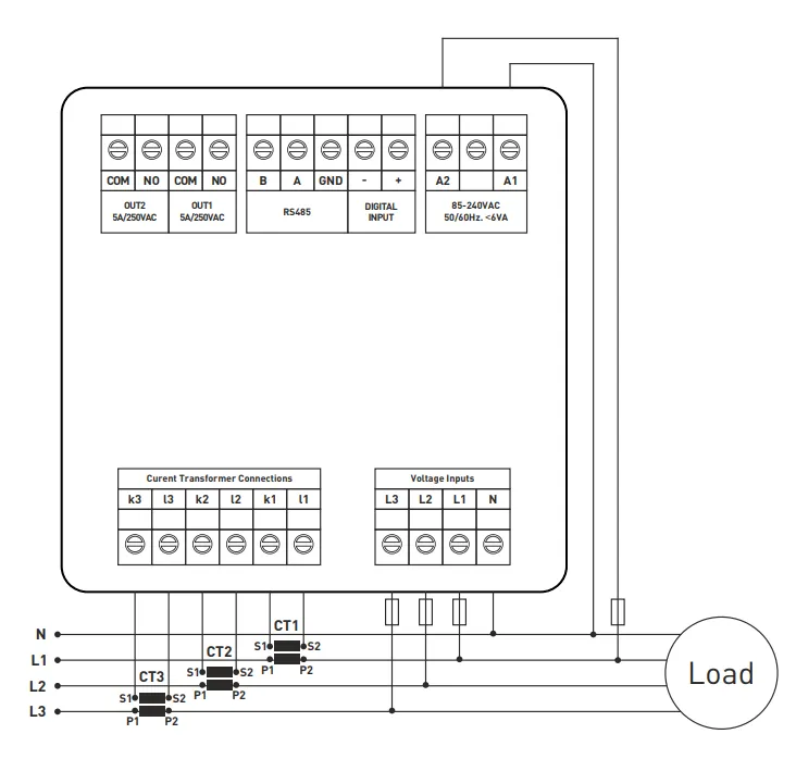 TPM-04SH; Панельный анализатор параметров сети, ModBus RTU RS-485, 85V-240V AC, 96х96. — изображение 2