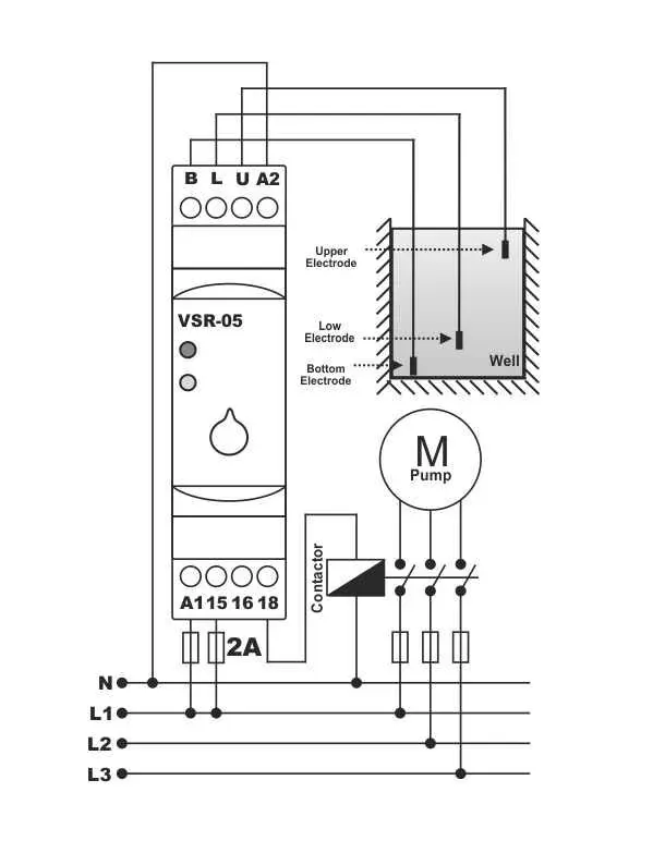 VSR-05; Реле контроля уровня жидкости c защитой насоса, 150V–260V AC, 5A. — изображение 2
